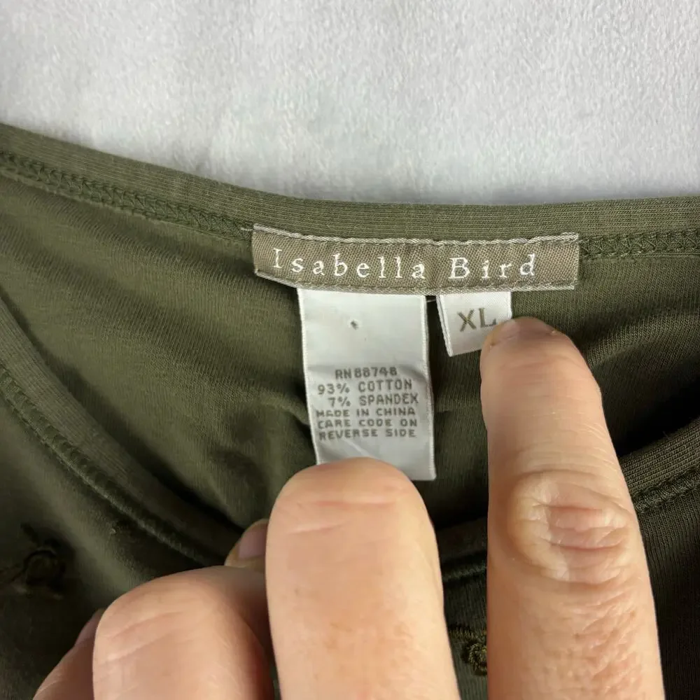 Y2K Isabella Bird Crop Spaghetti Strap Tank W/Bra Shelf Women’s XL Green Floral